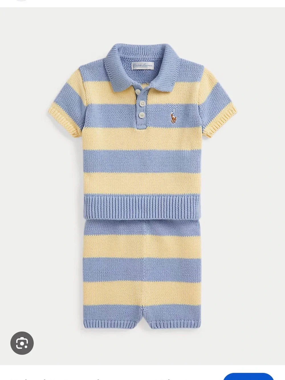 Ralph Lauren Striped Knit Polo Set in Light Blue & Pale Yellow